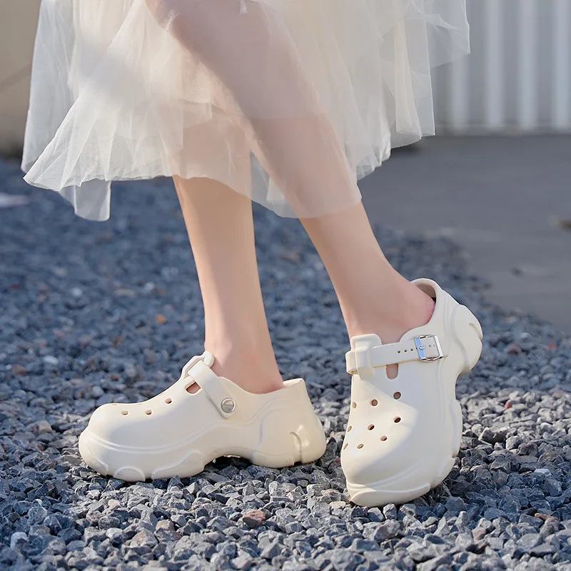 Women's Clogs Summer New Lady's Fashion Wear High-heeled Platform Beach Sandals Outdoor Garden Shoes EVA Slippers