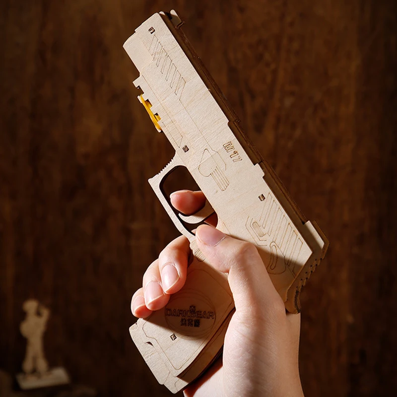 Pädagogischer Gummibandwerfer aus Holz – 3D-Montage-Puzzlespielzeug, STEM-Bausteine für die Hand-Auge-Koordination