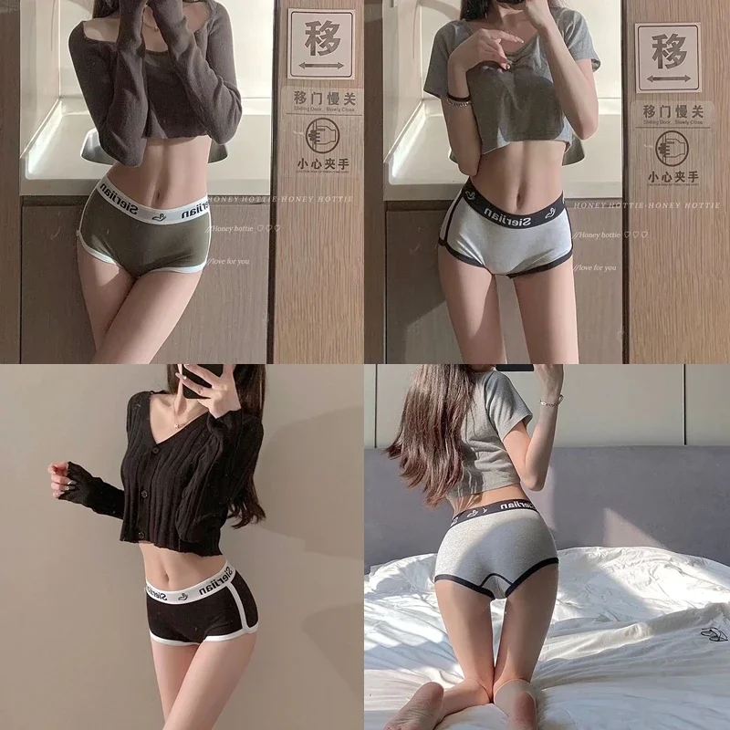 2 Pcs Women Cotton Boxers Shorts Underpants Underwear Safety Panties M L XL High Stretch Fitness Sports Sexy Breathable Fashion