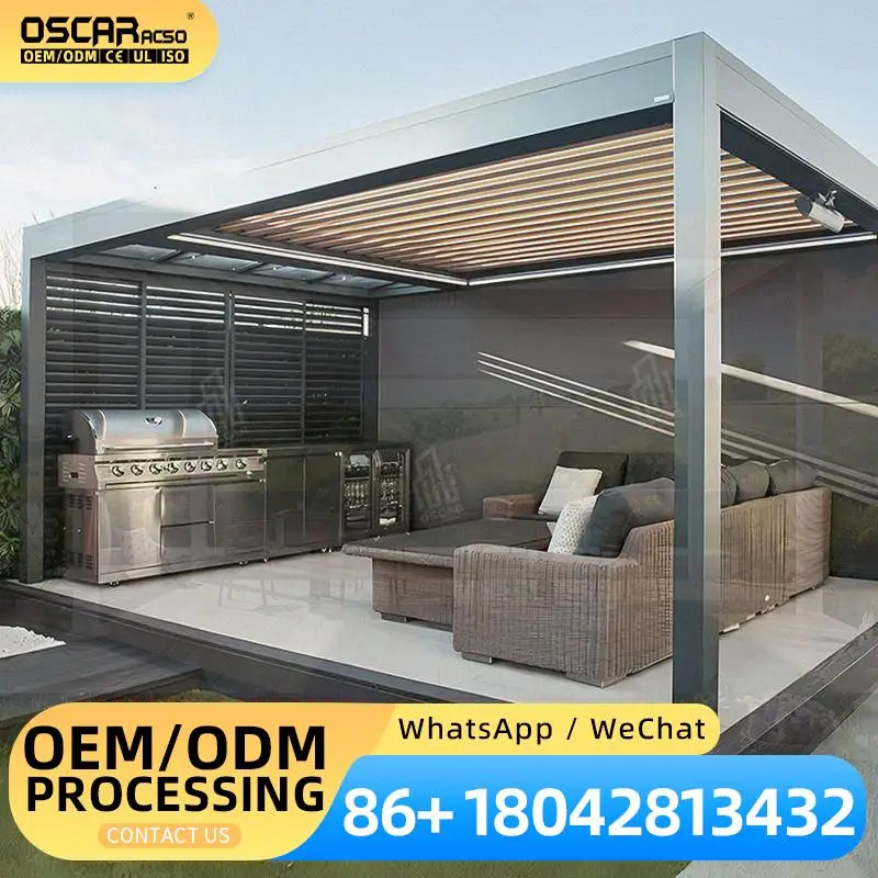 Outdoor Waterproof Aluminum Bioclimatic Structure for Garden Veranda Patio Factory made Pavilion Pergola pergola