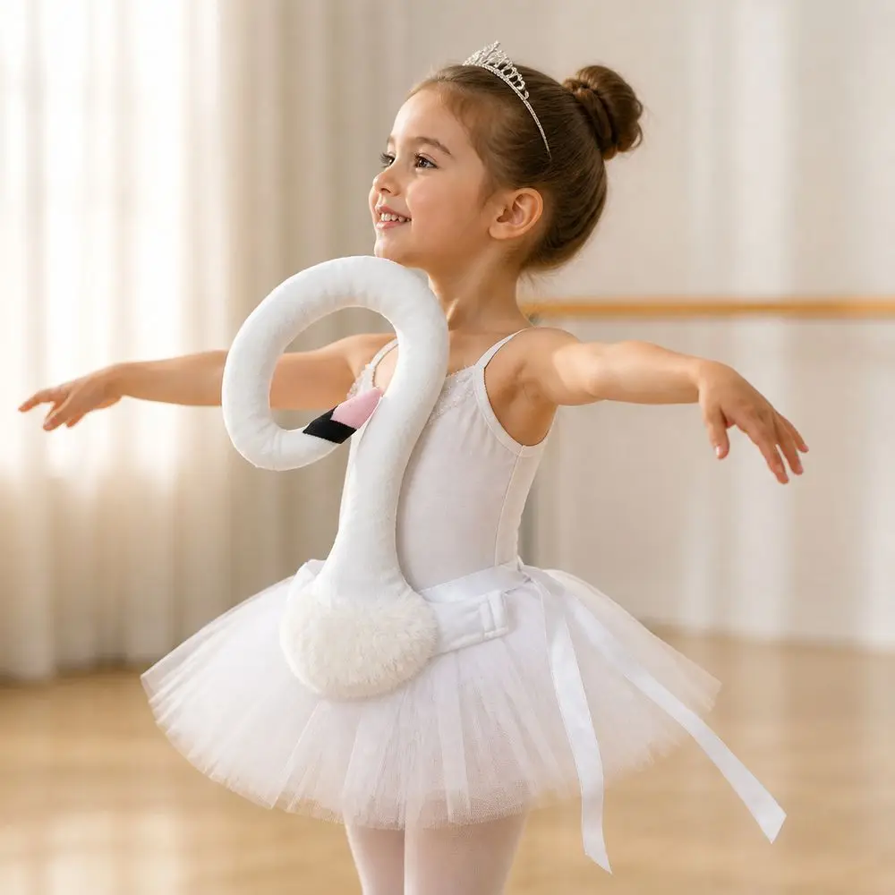 Plush Plush Swan Costume Detachable Adjustable Ribbon Straps Wearable Swan Doll Soft Padded Structure Swan Shaped