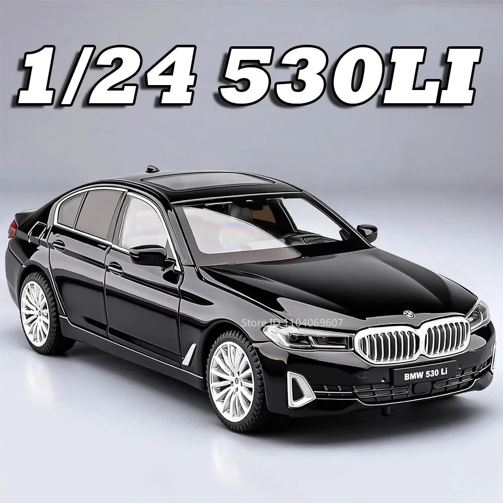 1:24 530LI 760LI Toy Car Models Metal Diecast Shock Absorption Pull Back Sound Light Exquisite Interior Model Toys for Childre