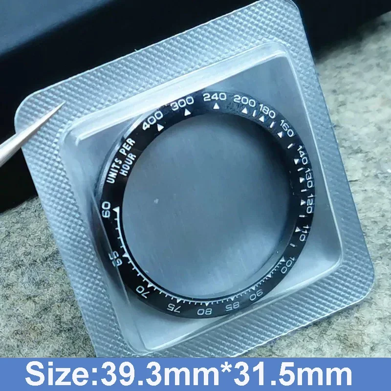 Inserto de bisel de cerámica Daytona de 39,3 mm x 31,5 mm de espesor y 2,6 mm compatible con Rolex Daytona 116500 116520 Piezas de reparación de relojes