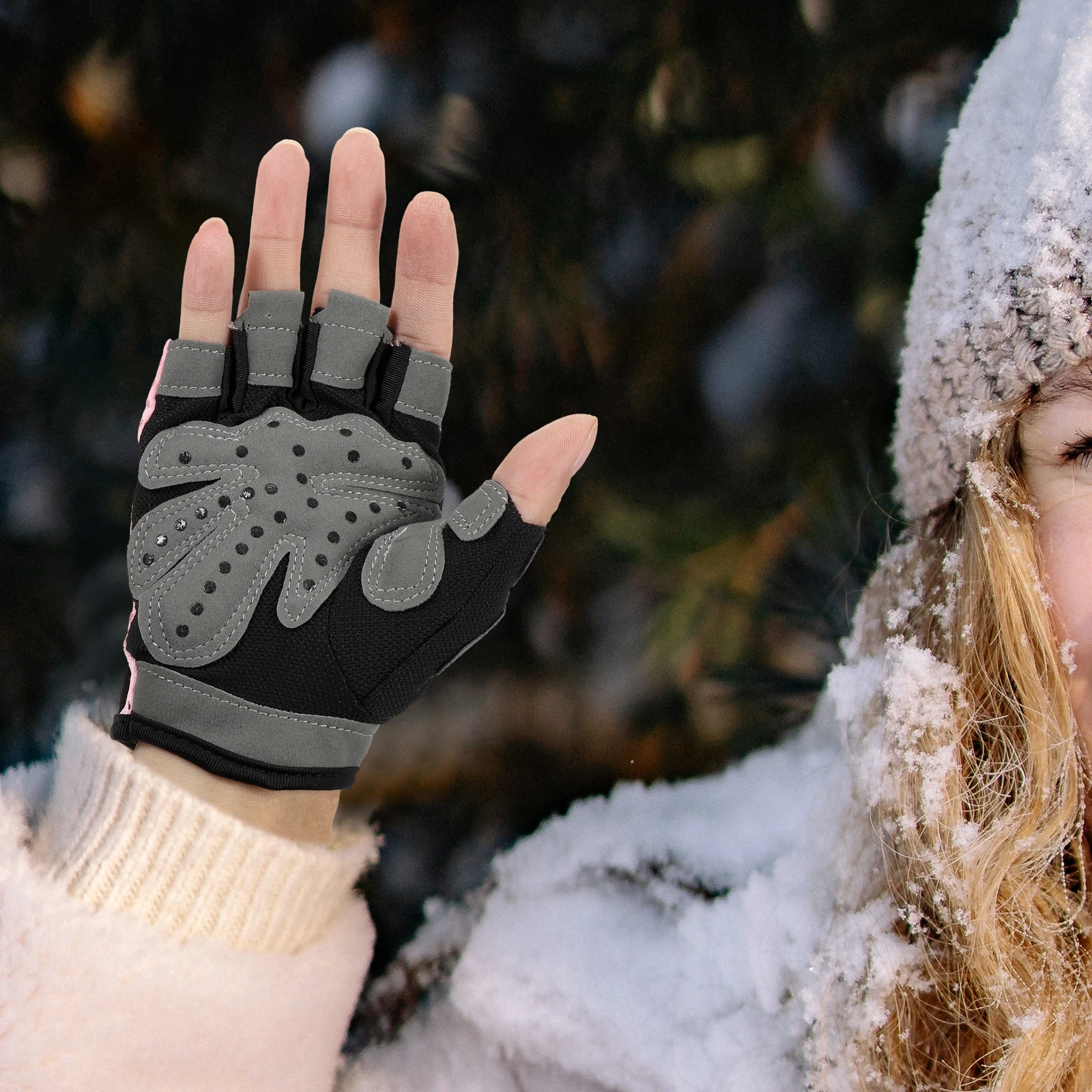 

1Pair Breathable Nylon Cycling Gloves Half Finger Shock Absorbing Anti-Slip Outdoor Riding Sports Gloves for Fitness Exercising