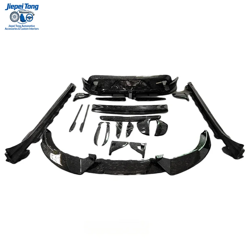 M Style Forged Grain Dry Carbon Fiber Front Bumper Edge Side Skirts Rear Diffuser air Knife Body Kit for Taycan 2020