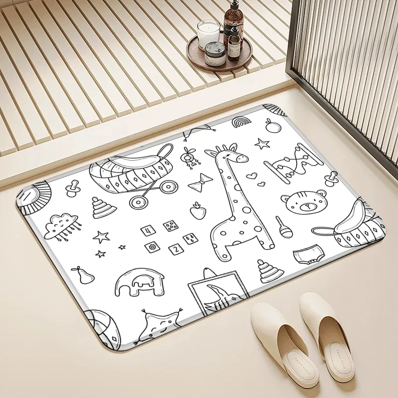 

Baby Gear Doodle Door Mat Non-Slip Soft Floor Rug for Home Nursery Bathroom Kitchen Decor