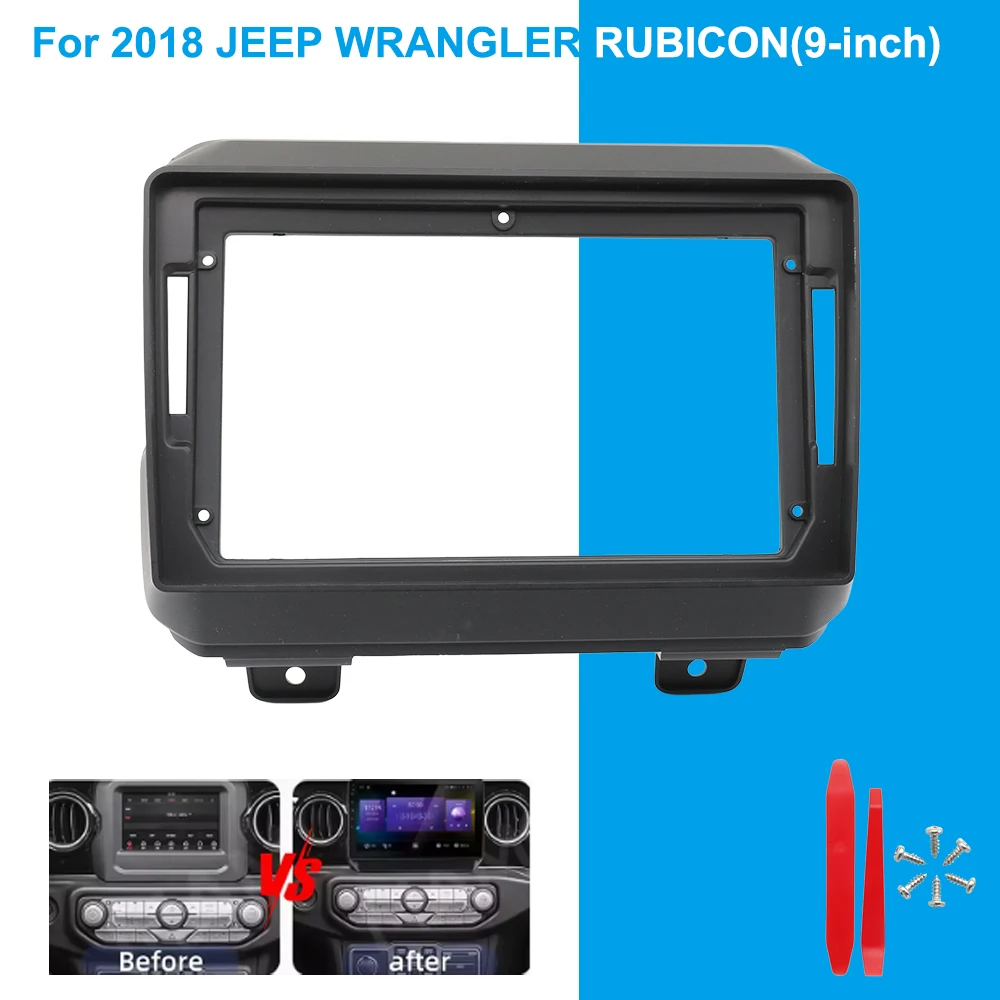 

9 Inch Car Radio Fascia Frame For 2018 JEEP WRANGLER RUBICON Dash 2 Din Dashboard Mount Kit