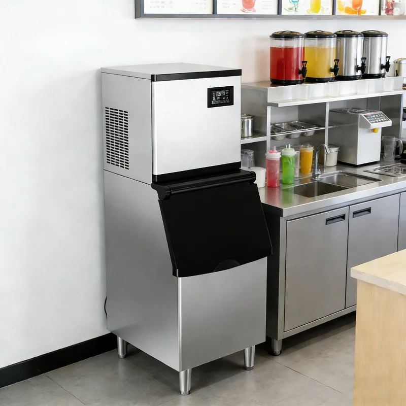 100kg 24H Ice Machine Commercial Cube Maker Equipment Industrial Ice Making Machine Stainless Tea Shop Bar Cafe