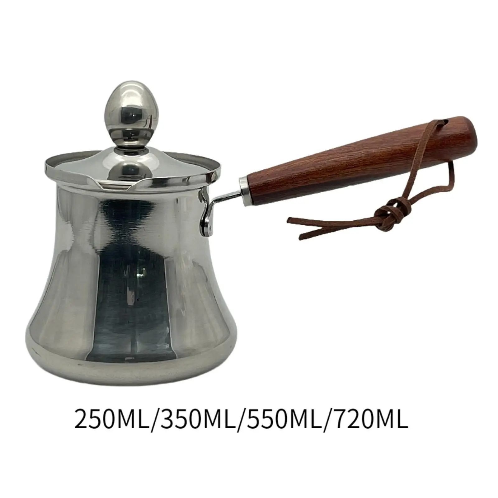 وعاء ذوبان القهوة التركية مع غطاء بمقبض خشبي مع موقد صنبور #2