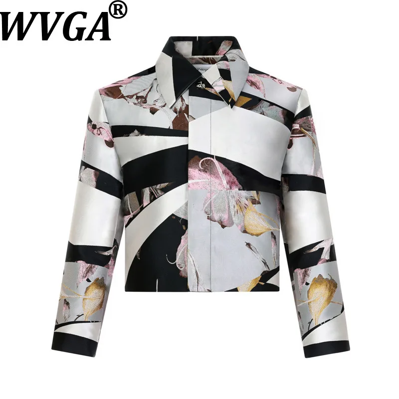 

WVGA весна осень новые мужские жаккардовые окрашенные в пряже модные свободные короткие куртки нишевые шикарные повседневные пальто оригинального дизайна Ins W17487