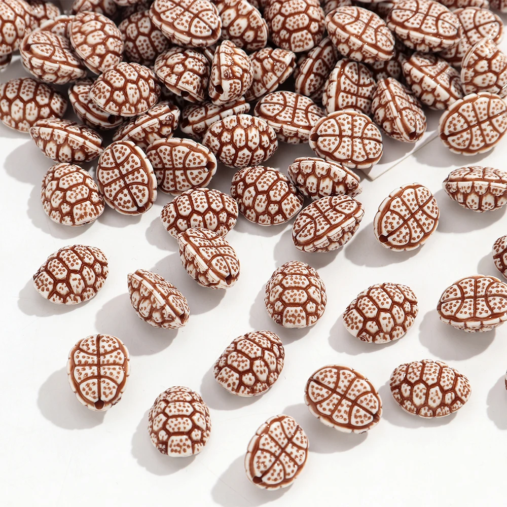 25pcs/lot Acrylic Brown Turtle Shell Beads 14x18mm Irregular Loose Beads DIY Necklace Earrings Keychain Jewelry Making