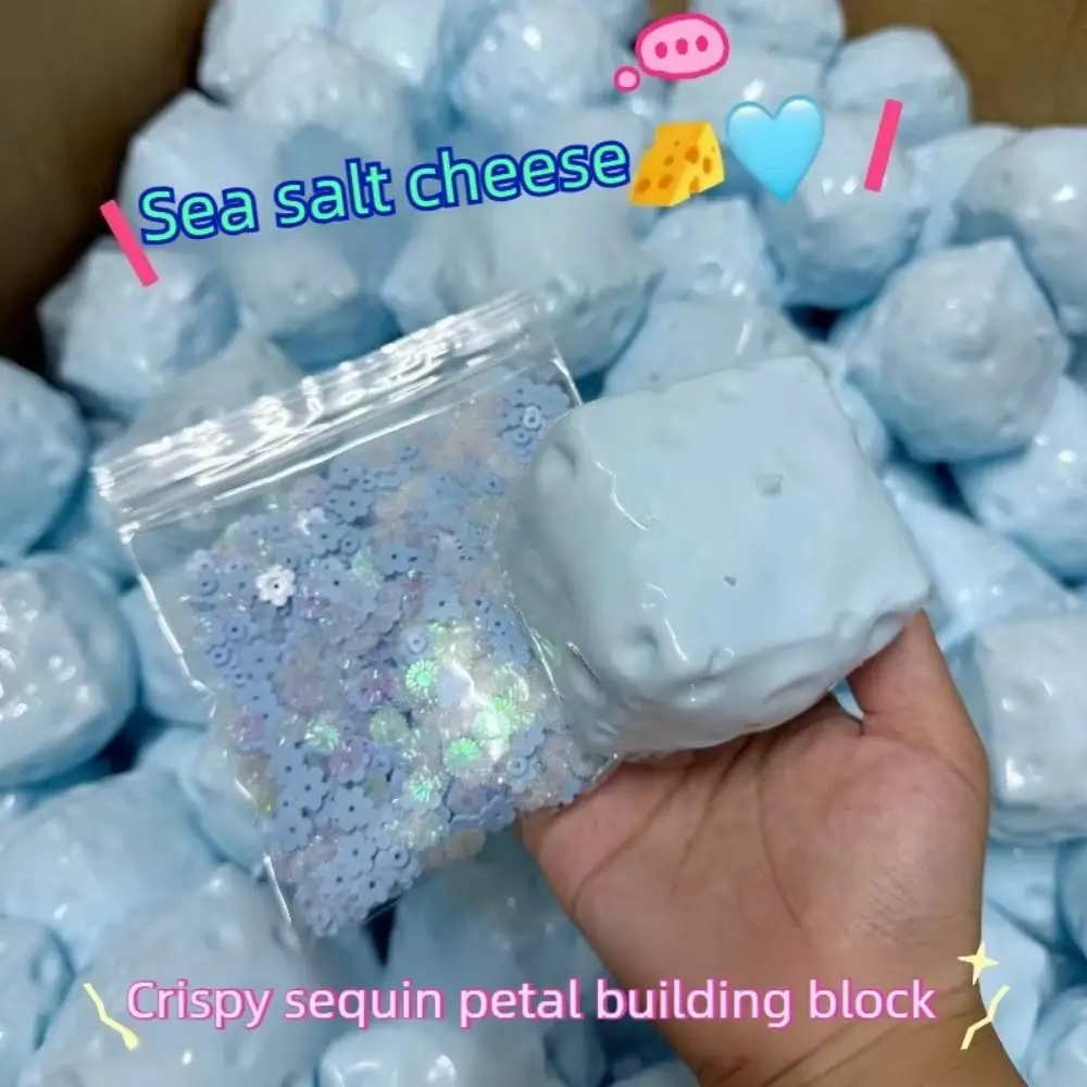 Creative Hand Relax Cheese Cube Squishy Non-bounce Fidget Crunch Squishy Moldable Pinch Blocked Filled Ball Children Gifts