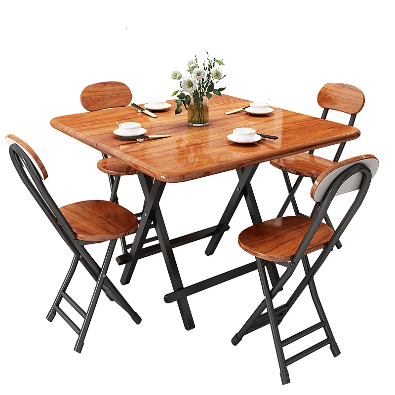 Simple Camping Small Dining Table Legs Metal Folding Portable Restaurant Kitchen Table Mobile Outdoor Apartment Furniture