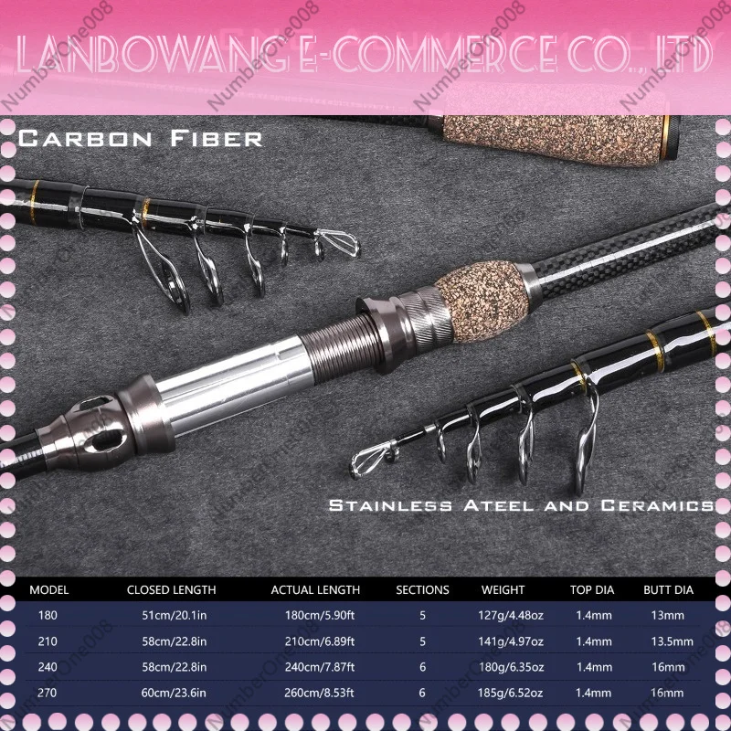 27974 Flame Carbon Fiber Telescopic Sea Rod Saltwater Surfcasting Fishing Rod Portable Travel Fishing Pole