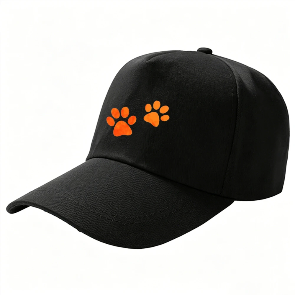 Double Orange Animal Paw Prints Baseball Cap Adjustable Breathable Dad Hat Unisex Outdoor Hat Pet Lover Minimalist Graphic Gifts