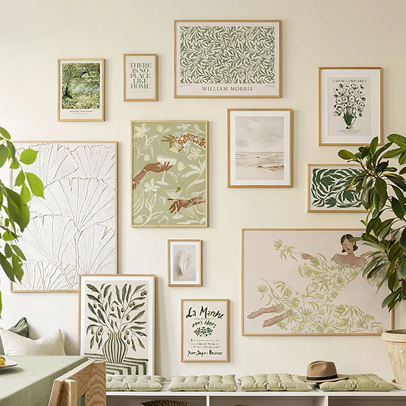 Boho Abstrakte Mädchen-Cocktailvase, Blätter, Blumen, Wandkunst, Leinwandgemälde, Poster und Drucke, Wandbilder für Wohnzimmer-Deko