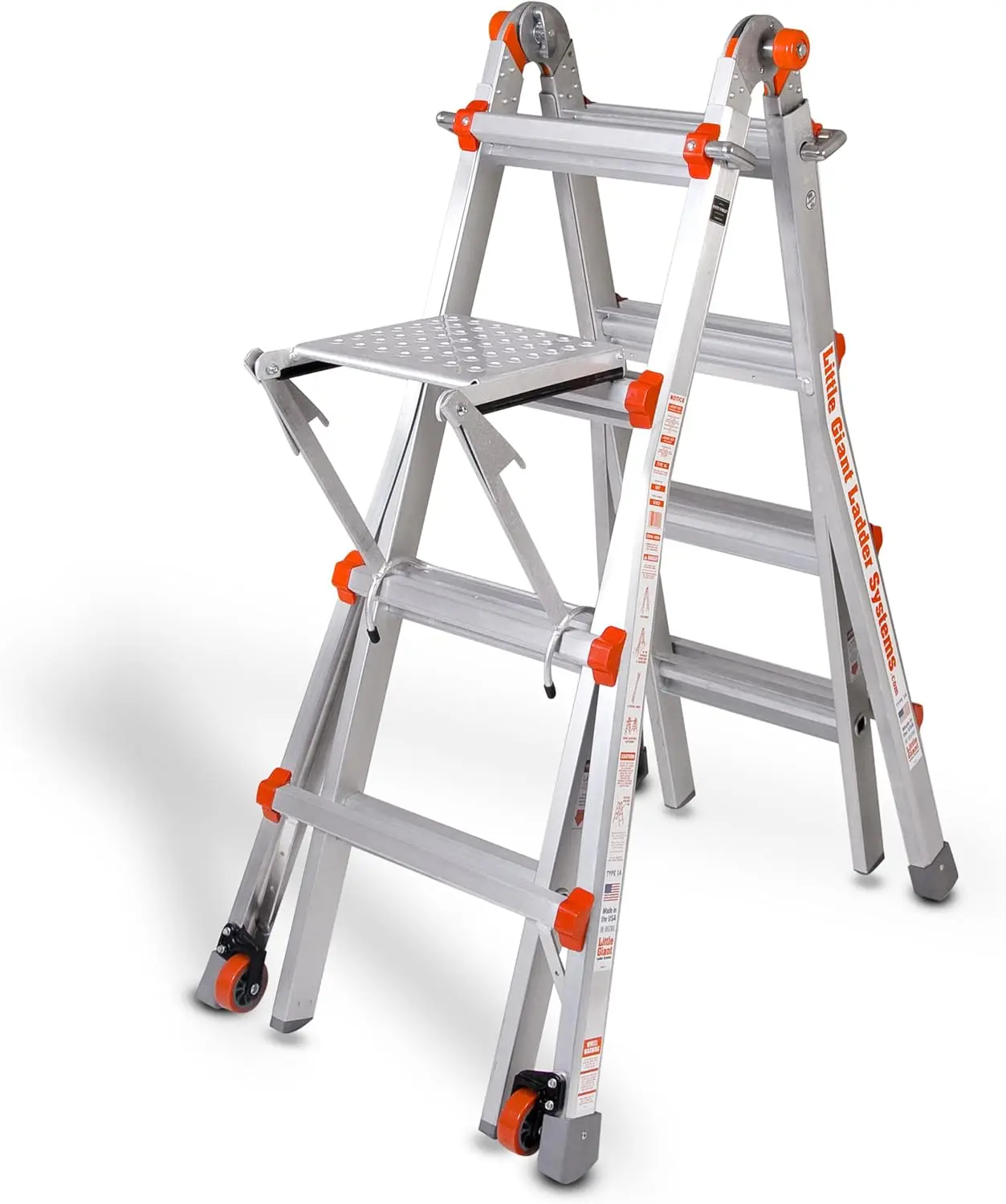 Little Giant Classic Sistema de escalera de servicio de 300 libras con plataforma de trabajo, 17 pies