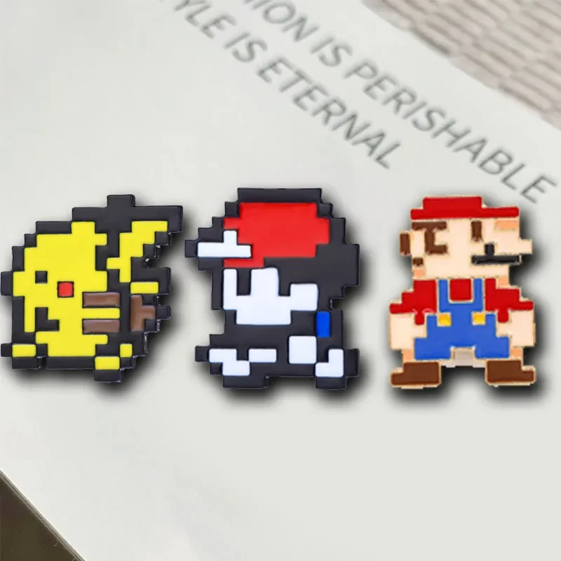 

Pokemon Pikachu and Mario Pixel Brooch Model Badge Anime Enamel Pins Lapel Pin Backpack Hat Enamel Pins Accessories Friends Gift