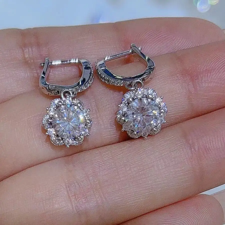 

Princess Moissanite Hoop Earrings High-End, Moissanite Diamond Stud Earrings Fashion