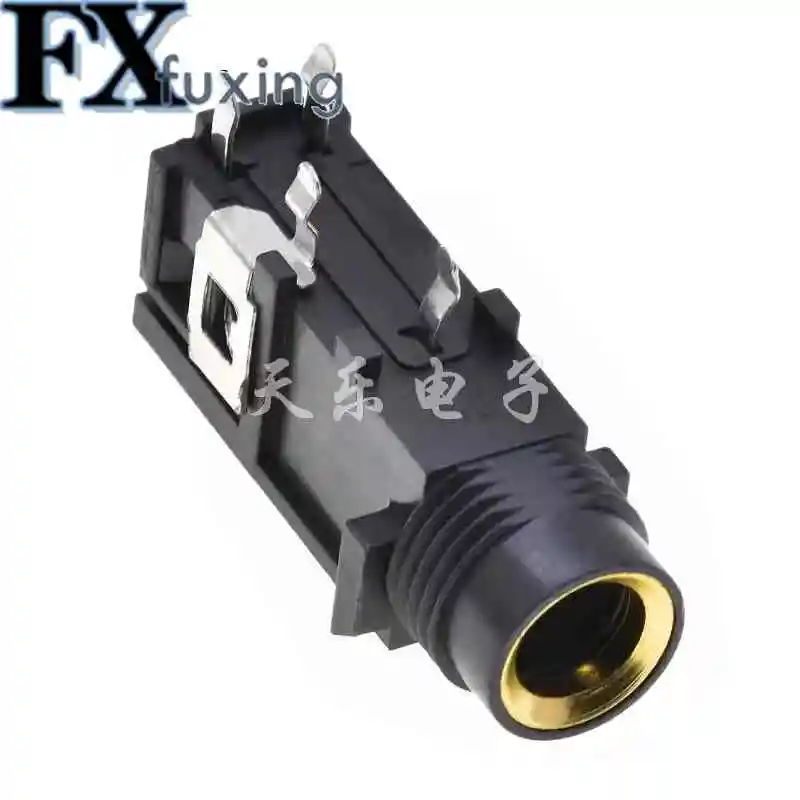 5PCS DIY 6.35mm / 6.5mm Jack Gold Plated 4P Stereo Dual Channel Microphone Socket 6.35 /6.5 Audio Straight jack Connector