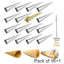 5/10/16pcs Stainless steel Ice Cream Cone Mold DIY Egg Roll Omelet Waffle Roller Pastry Roll Baking Decorating Tools