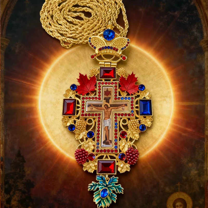 Neues 2026 Griechisches Orthodoxes Byzantinisches Kirchen-Schmuckstück Brustkreuz Halskette Jesus Lange Kette Religiöse Ikone Christliches Geschenk Priester – Detail 4
