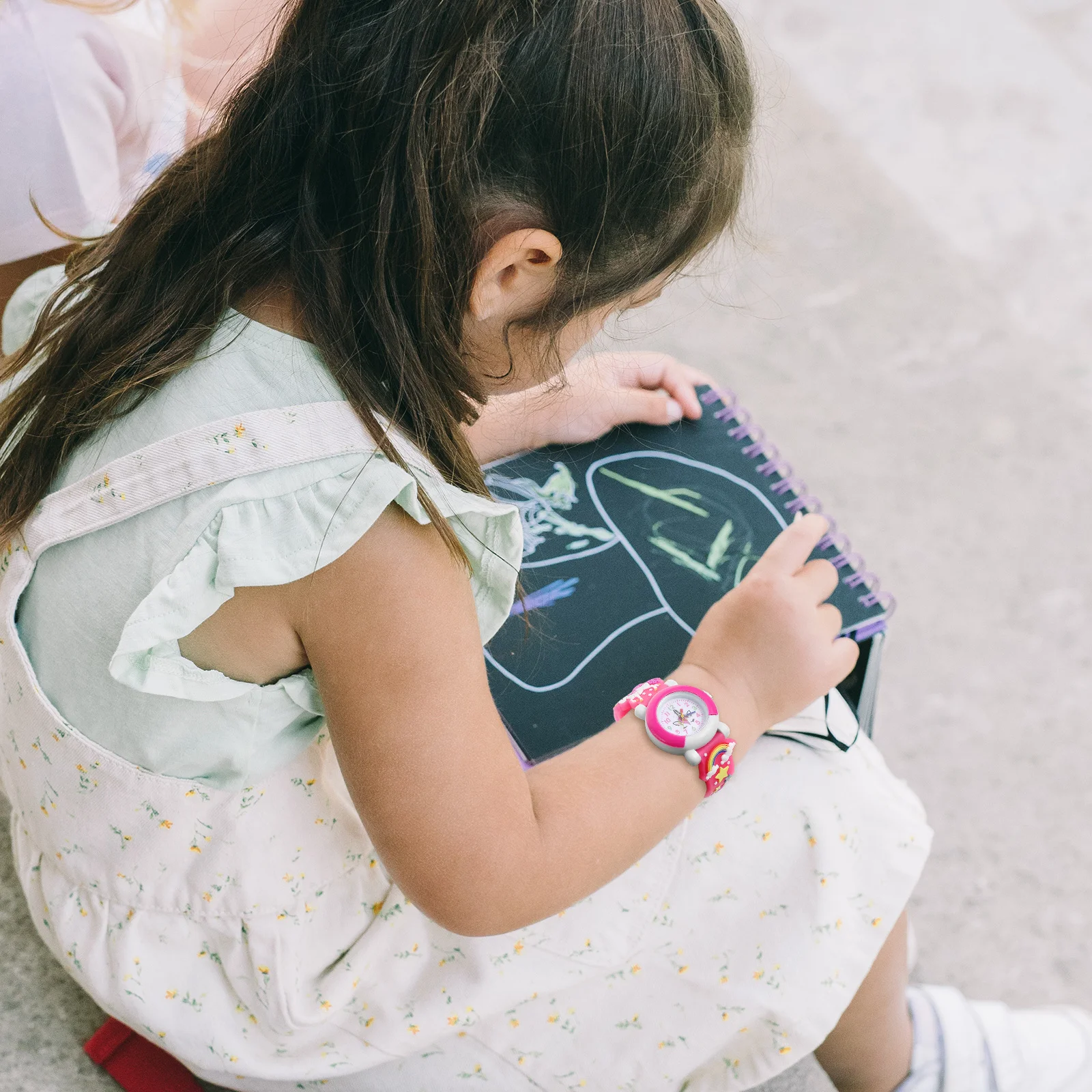 مجموعة واحدة من ساعة يونيكورن اللطيفة الكرتونية للمحمولة الصغيرة مع سلسلة مفاتيح رائعة من البلاستيك الكوارتز الآمن #4