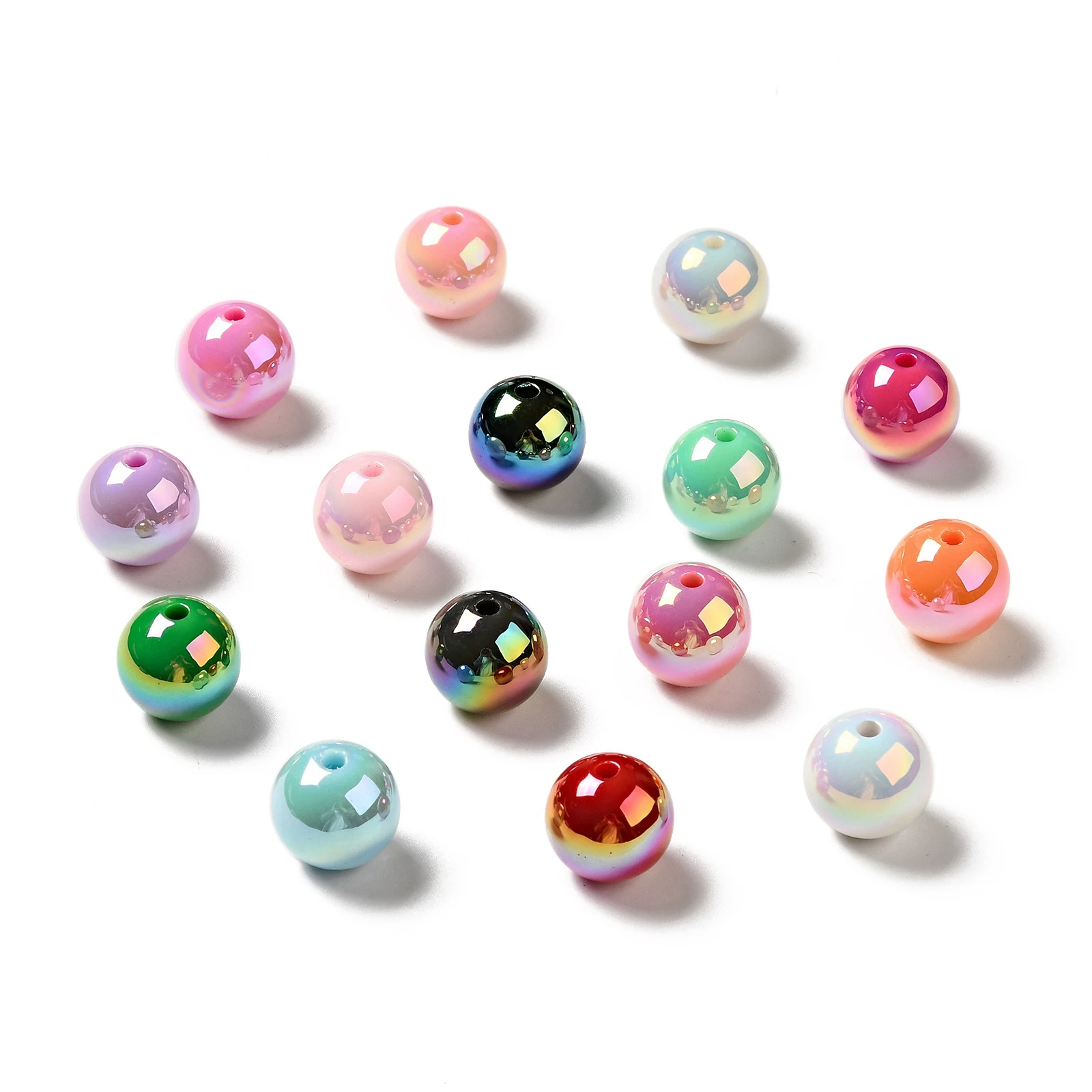 

200pcs Big 15mm Round Acrylic Beads Rainbow Iridescent Color Loose Spacer Charm Beads for Jewelry Making DIY Bracelet Necklace