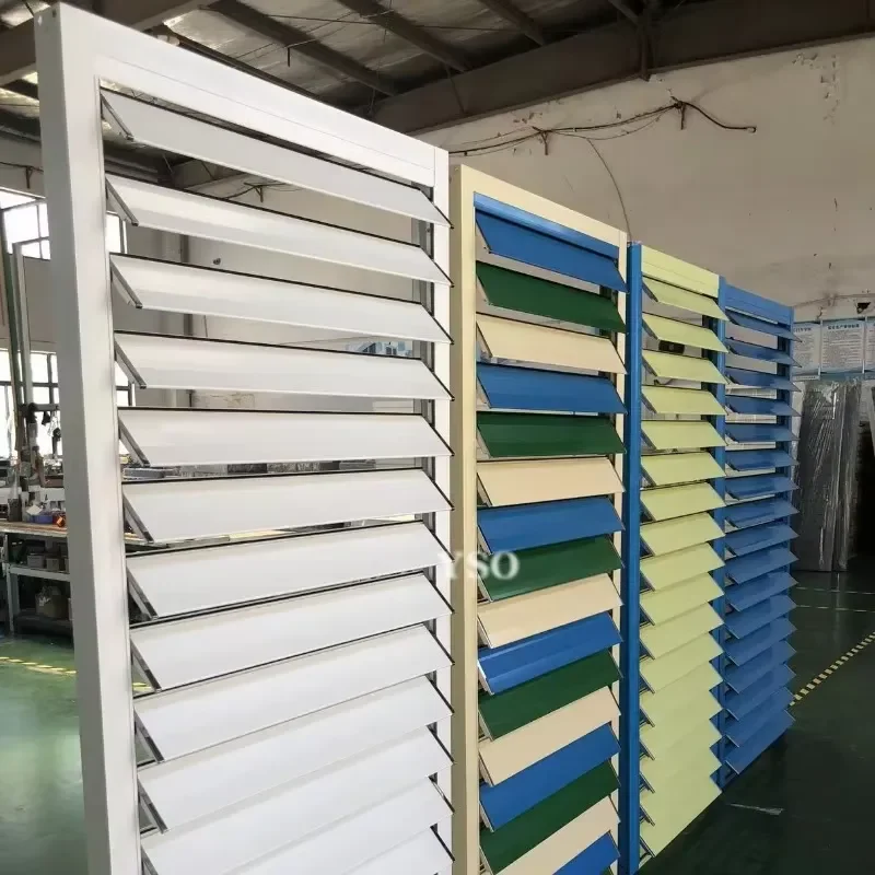 Wholesale Custom Color Horizontal Aluminum Alloy External Shutters Sunshade with Electric or Manual Louvers