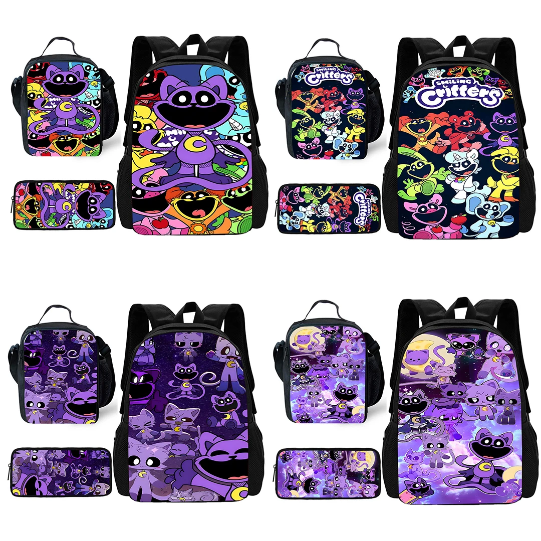 Child School Smilings Critters Backpack with Lunch Bags ,Pencil Bags ,School Bags for Boys Girls Best Gift