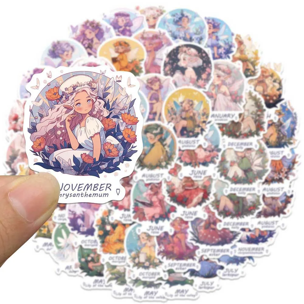 10/50Pcs Cute Kawaii Flower Fairy Girl Cartoon Aesthetic Varied Sticker Pack for Kid Laptop Notebook Decoration Graffiti Decals