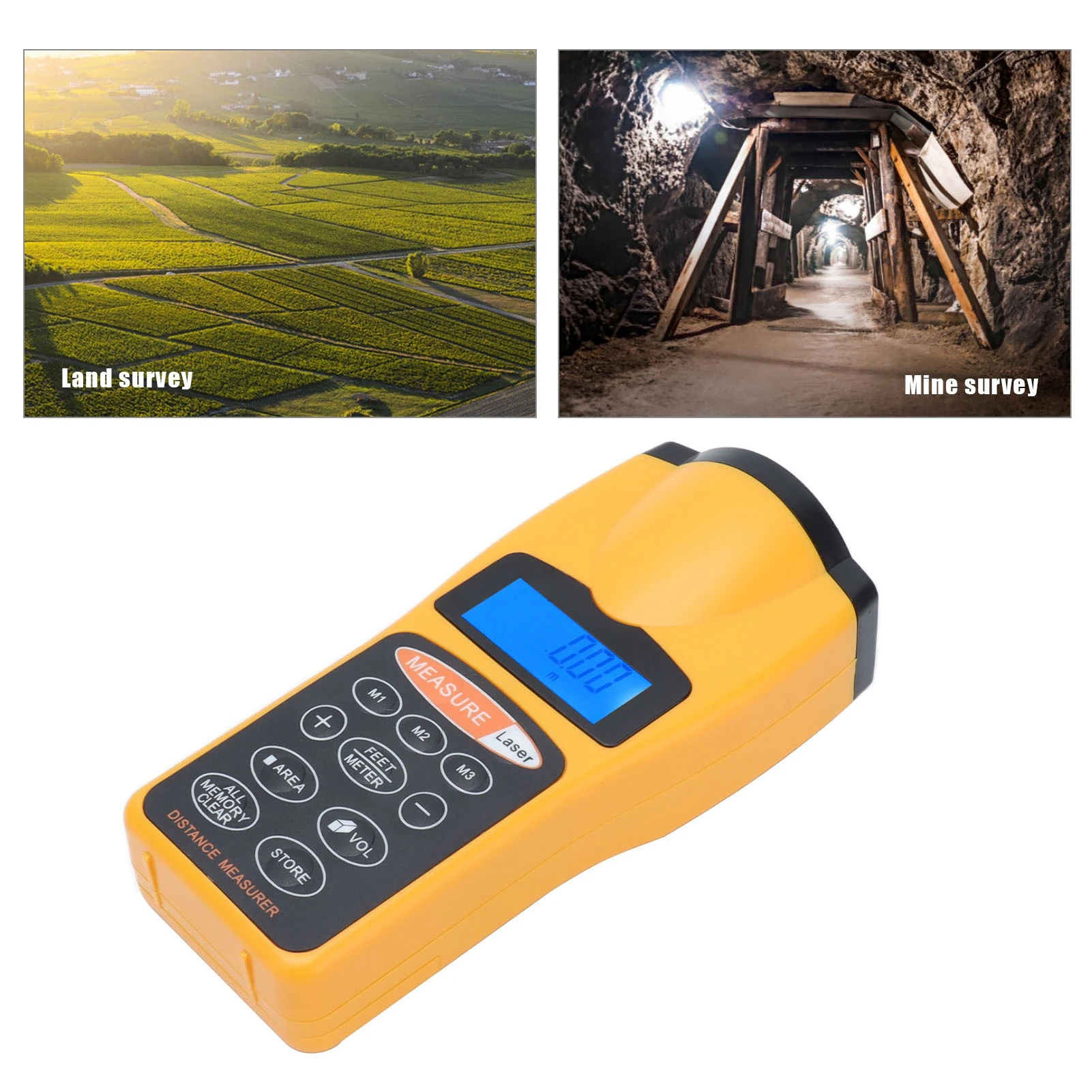 LCD Display Ultrasonic Distance Measurer Ultrasonic Area Volume Measurement Digital Distance Meter Portable