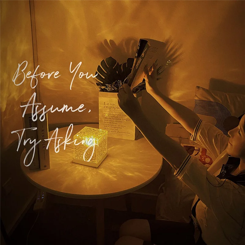 B17B 3D Dynamic Water Ripple Projector Lamp 16-Color Crystal Night Light With Remote Control For Bedroom, Living Room Study Dura