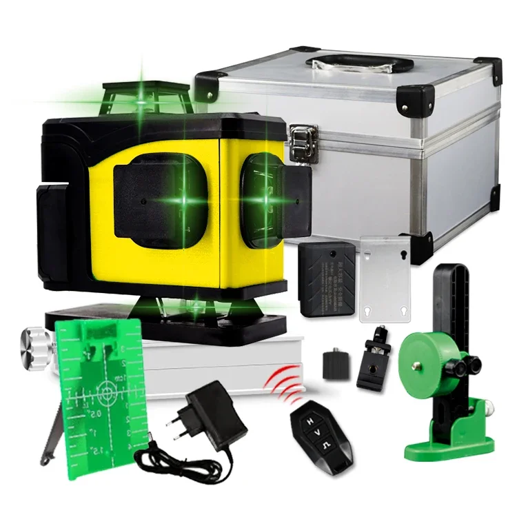 KM Portable Lazer Level Green Beam Cross 16 Line Self Leveling 4D Auto Rotary Construction Nivel Laser Level