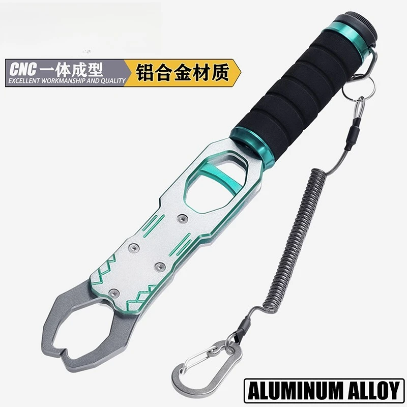 Aluminum Fish Gripper With Scale, Heavy‑Duty Fish Lip Clamp Hook Remover for Outdoor Angling