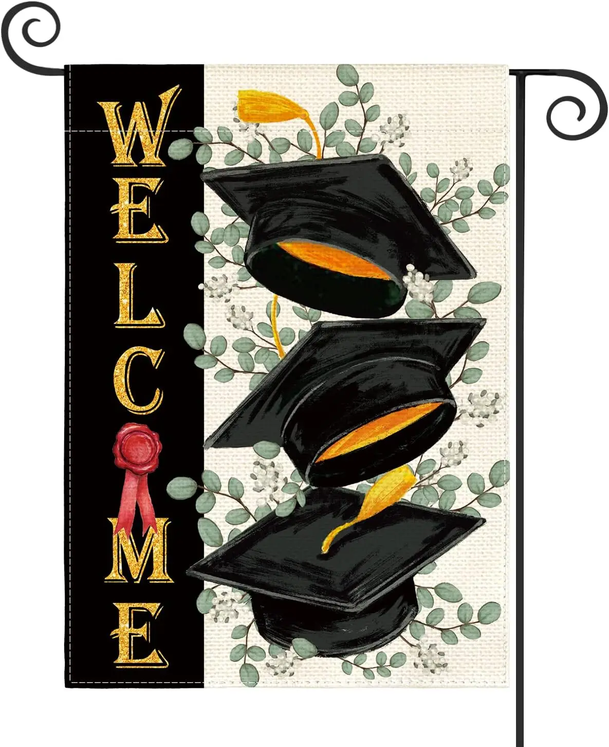 colorlife Congrats Grad Eucalyptus Diploma Cap Garden Flag 12x18 Inch Double Sided Outside, Welcome Graduation Ceremony Cl