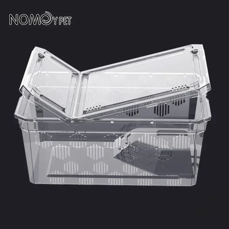 Reptile Breeding Cage Plastic Transparent Breeding Box Vivariums with Balcony Lizard Supplies Bivarium for Insect Spider Turtle