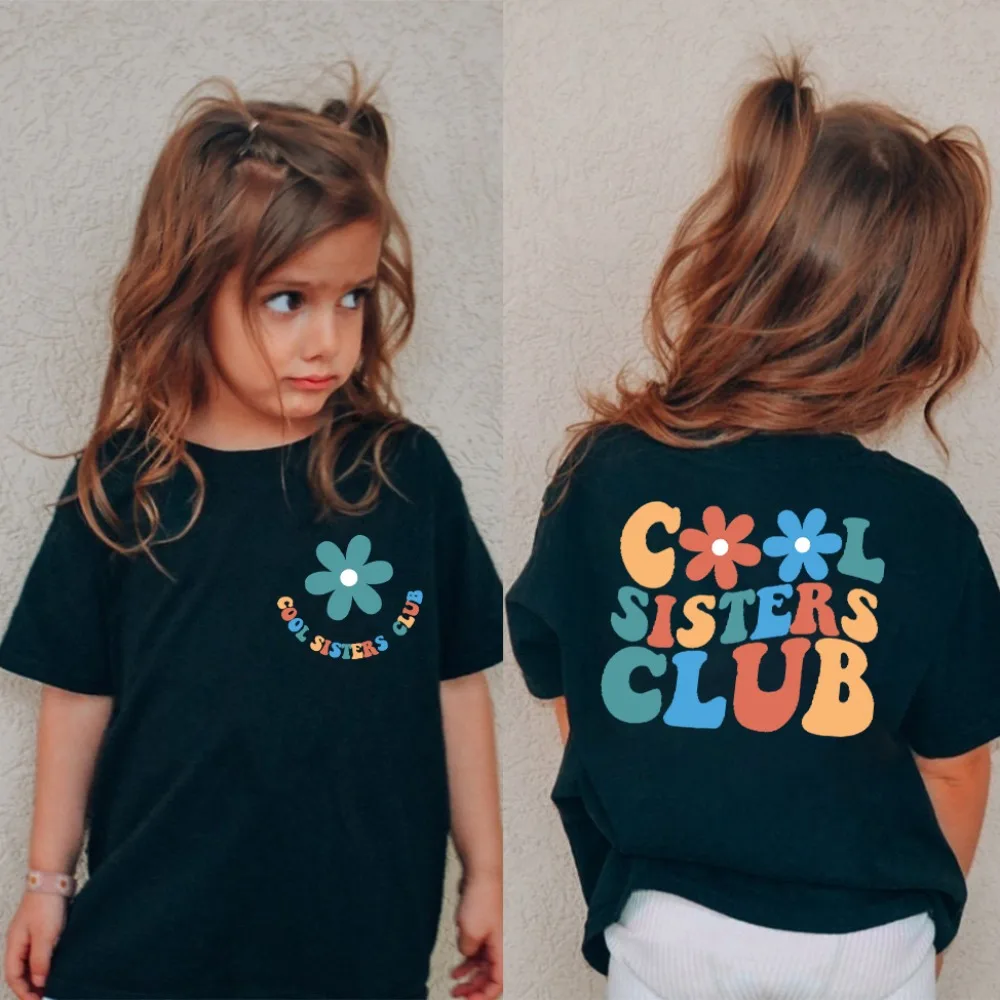 

Cool Big Sister Club Shirt Baby Announcement Gift T-shirt Promoted To Big Sister Outfit Toddler Sibling Clothes girls summer tee