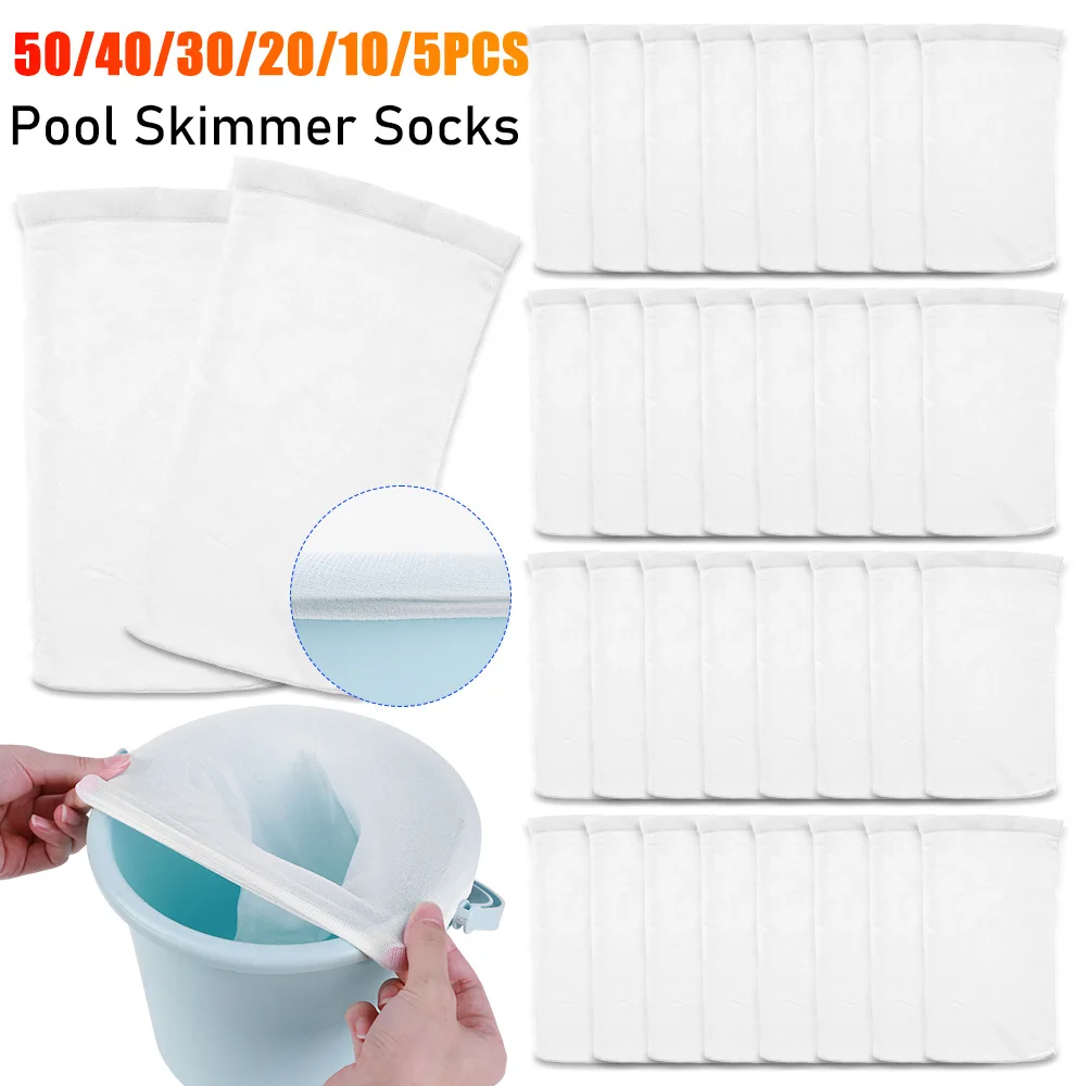 

5-50PCS Pool Skimmer Socks Elastic Nylon Mesh Swim Pool Filter Socks Basket Skimmer Debris Leaves Storage Socks Pool Accessories