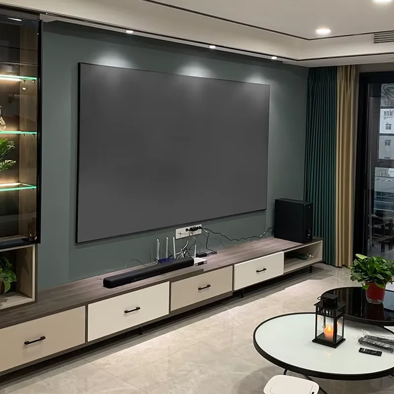 Écran de projection ALR Black Diamond TOP 2026 avec cadre fixe à bordure ultra-fine de 1 cm, anti-lumière ambiante, pour projection 4K 8K 3D
