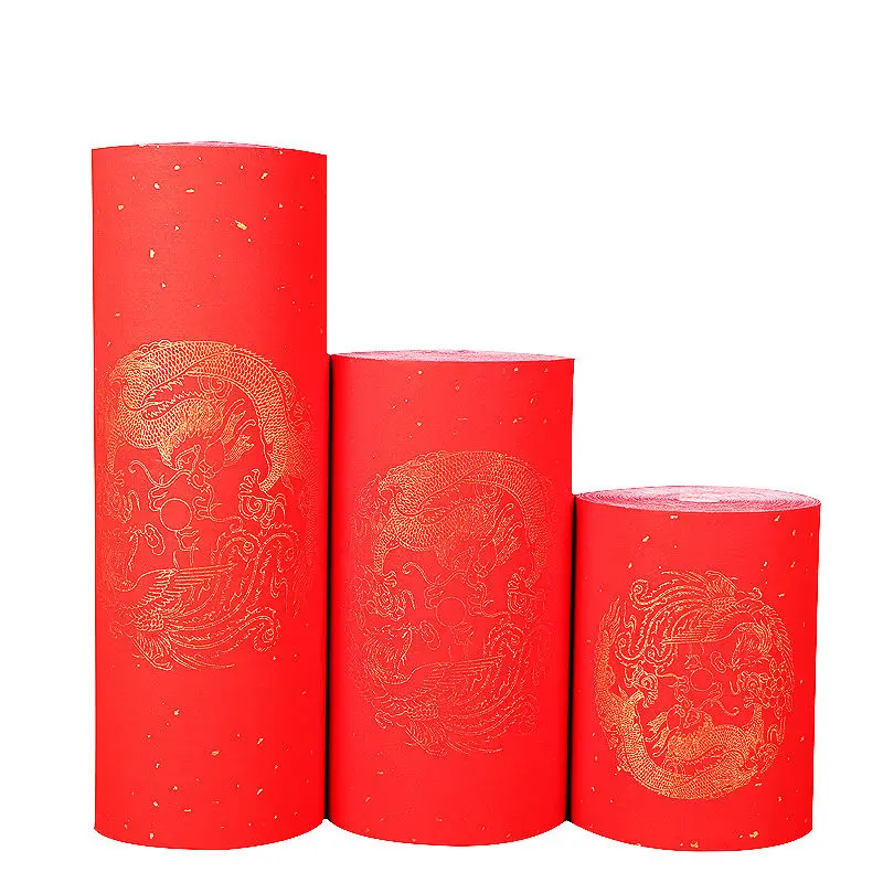 Thickened 10000 Year Old Red Gold Long Roll Rice Paper Half Cooked And Big Tiledang Spring Couplet Bronzing