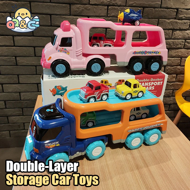 

Double-Layer Simulation Fire Transport Vehicle Storage Toys Car Aircraft Engineering Vehicle Airplane Model Car Toys for Boys