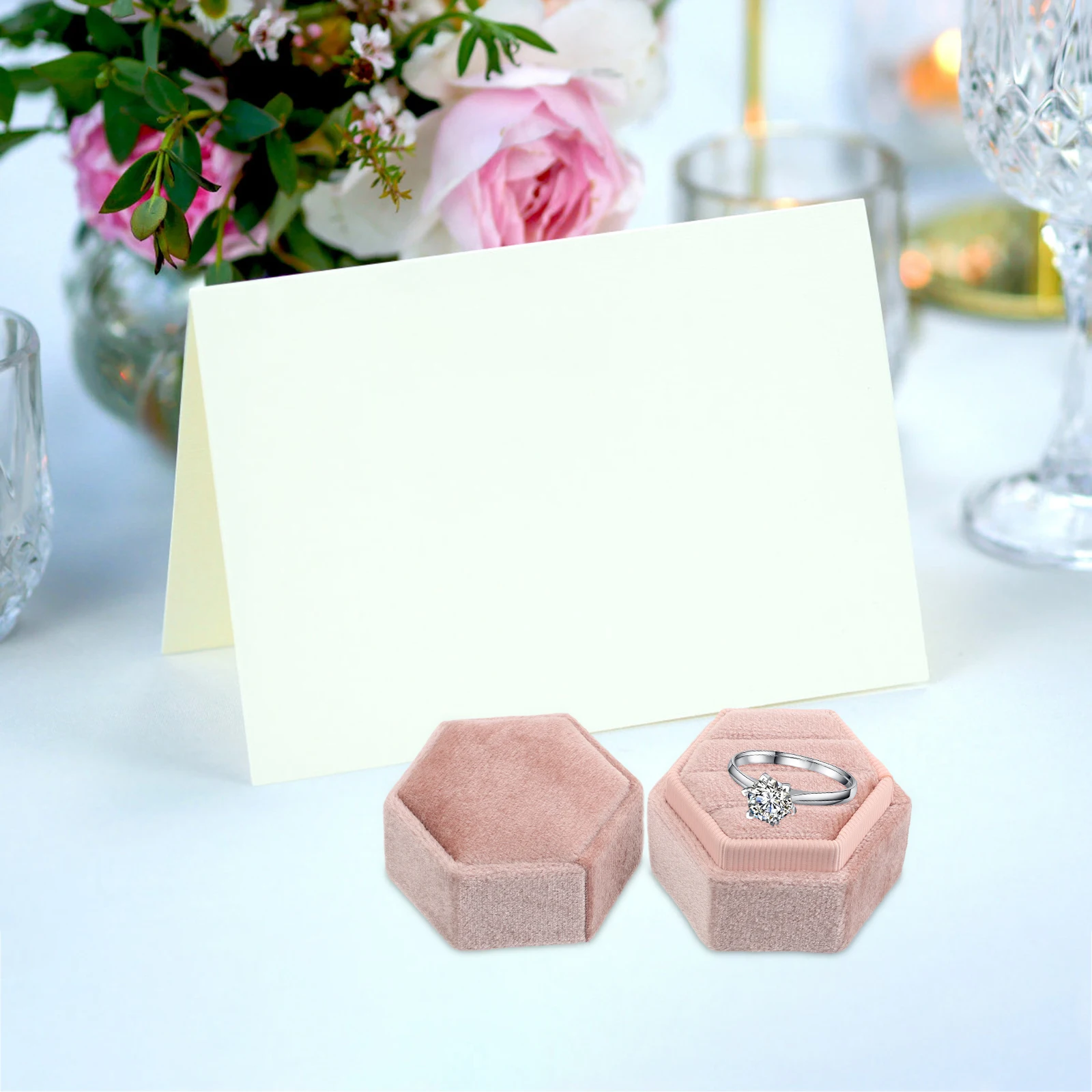 

Ring Box Proposal Boxes Jewelry Display Case Rings Tray Flannel Wedding Decor Bride