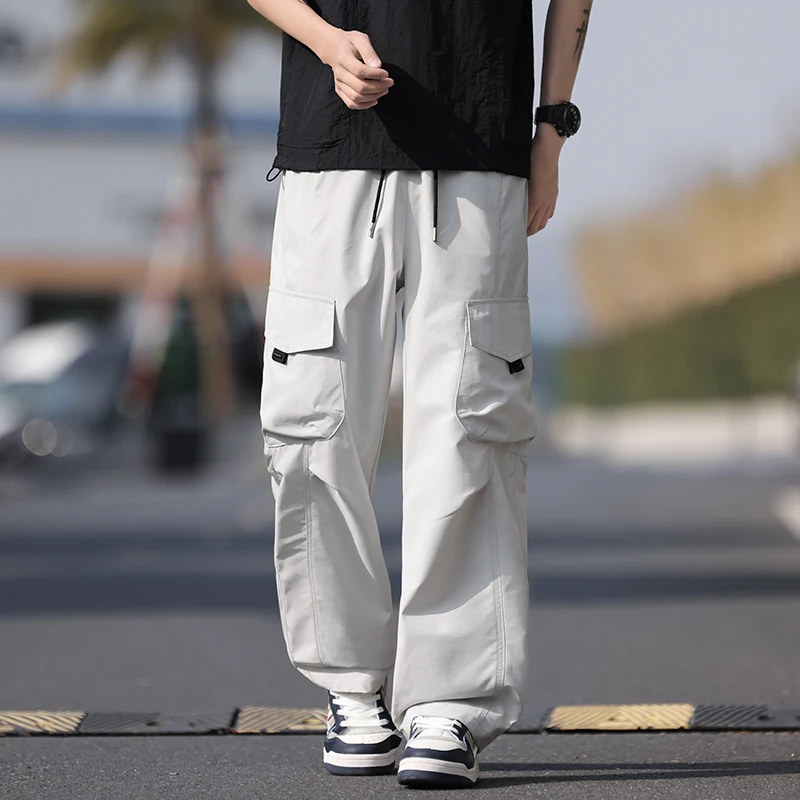 Korean High Street Joggers Cargo Pants Men Multi-Pocket Elastic Waist Hip Hop Harem Trousers Man Harajuku Casual Male Sweatpants