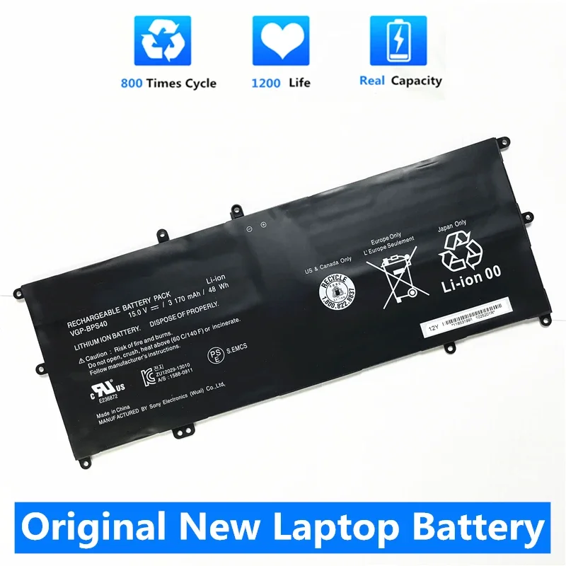 CSMHY New VGP-BPS40 Battery For Sony Flip SVF 15A SVF15N17CXB SVF15NB1GL SVF15NB1GU SVF15NA1GL SVF15NA1GU BPS40 15V 48WH/3170mAh