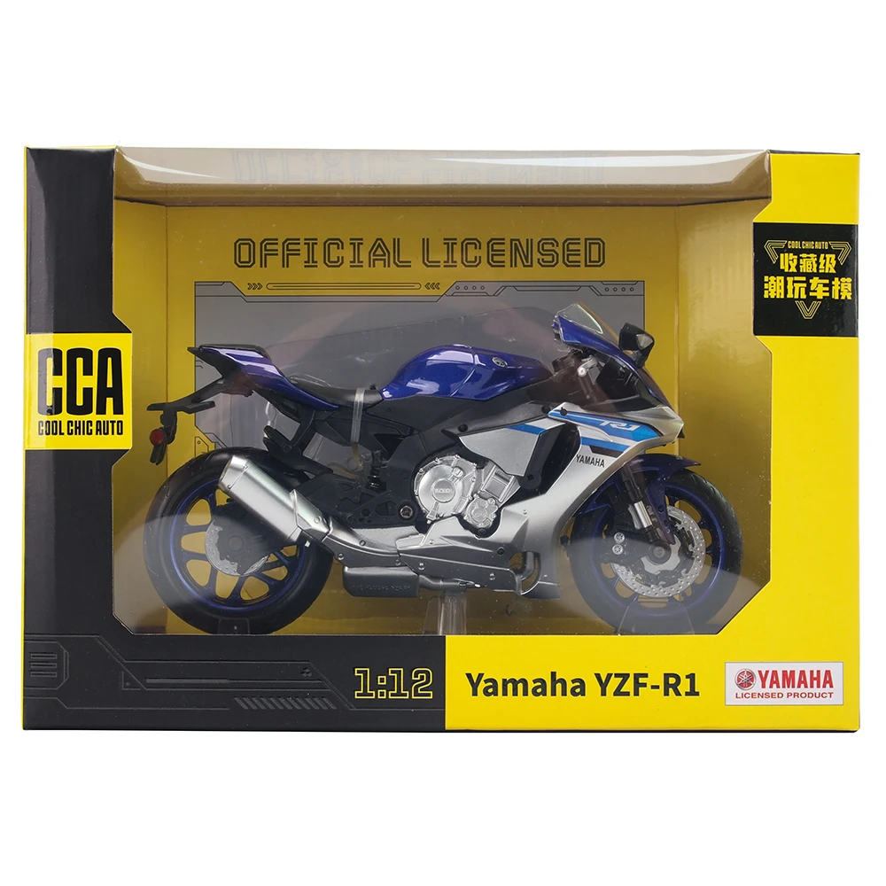 MSZ CCA 1:12 Yamaha YZF-R1 with base alloy die-cast car motorcycle model, toy gift giving, die-cast static motorcycle model