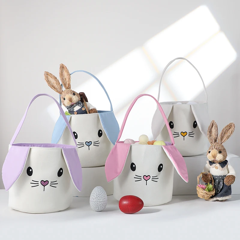 Bunny Easter Basket for Babies Kids Boys Girls Soft Plush Empty Easter Bucket Easter Egg Hunts Party Favor Decorations Handbag