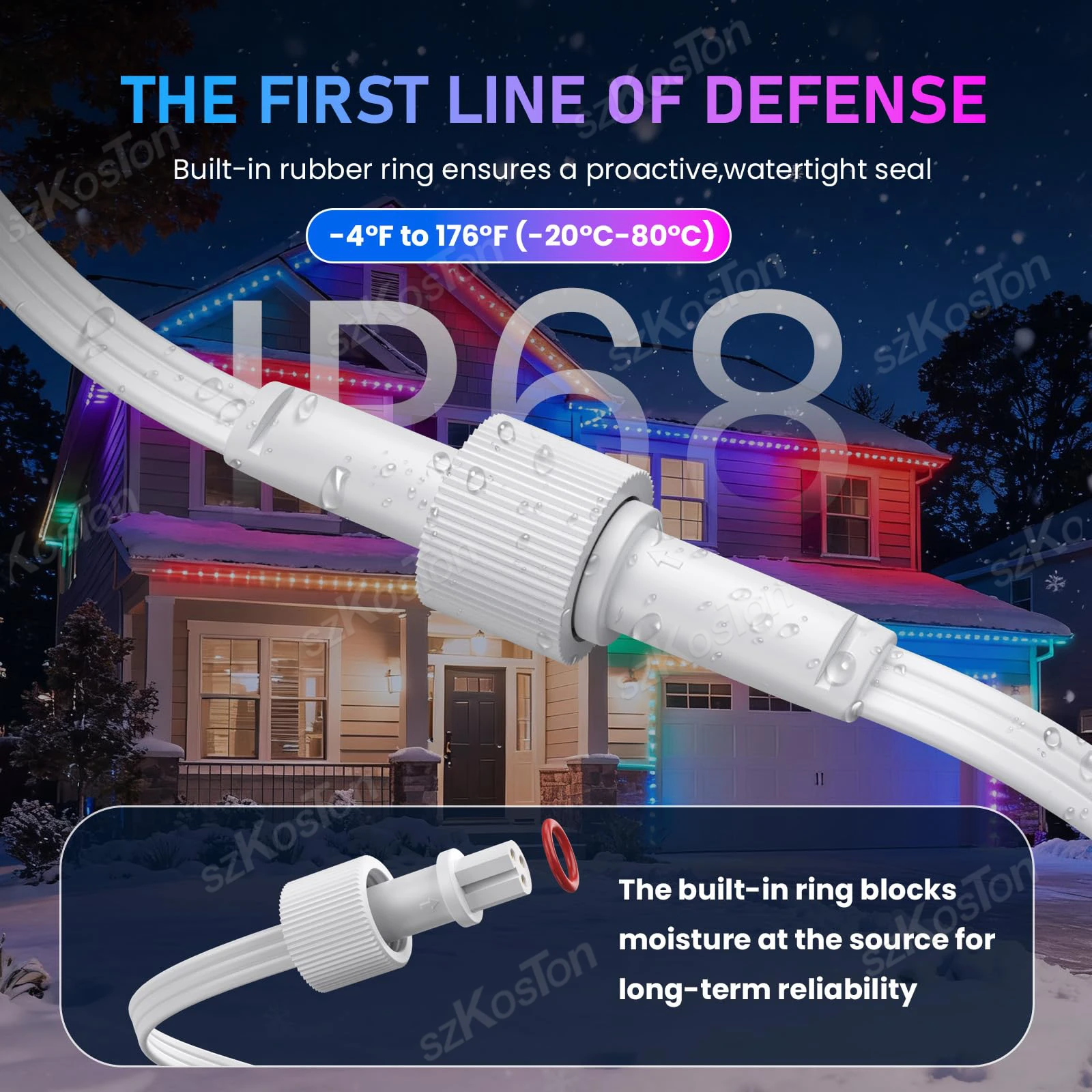 Connettore a forma di Y per luci esterne Govee Distributore cavo di prolunga impermeabile IP68 per cavo Govee a 3 pin 22AWG