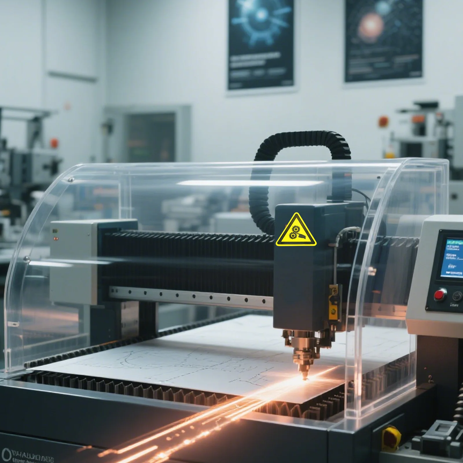 

200Pcs Self-Adhesive Safety Warning Stickers Clear Beware of Cutting Industrial Equipment Caution Labels Long-Lasting Visibility