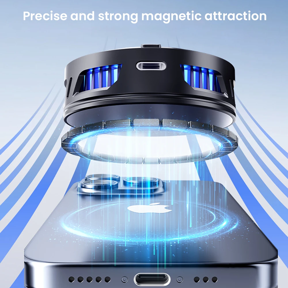 2 In 1 Phone Magnetic Back-Clip Semiconductor Radiator, Univeral Phone Game Cooler with RGB Light for iPhone 15 14 13 12 Xiaomi